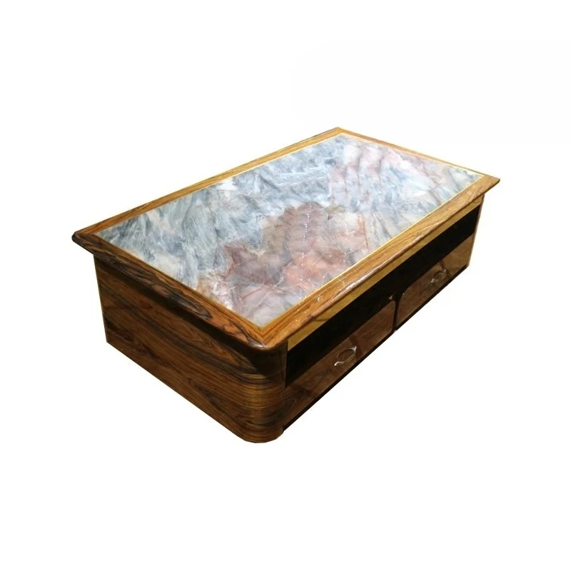 

Natural travertine marble Venice red coffee table TV cabinet assembly rosewood living room villa furniture