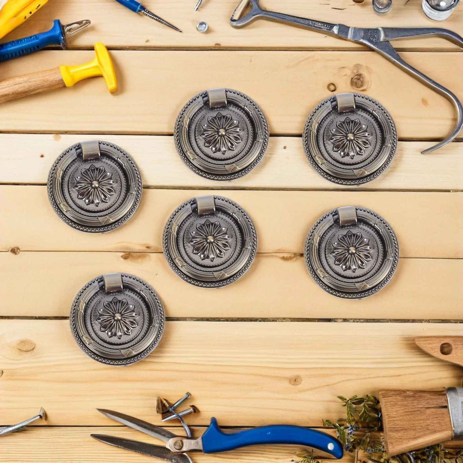 

6pcs European Vintage Cabinet Handles Round Single Hole Pulls For Kitchen Bedroom Furniture Finish Drawer Hardware