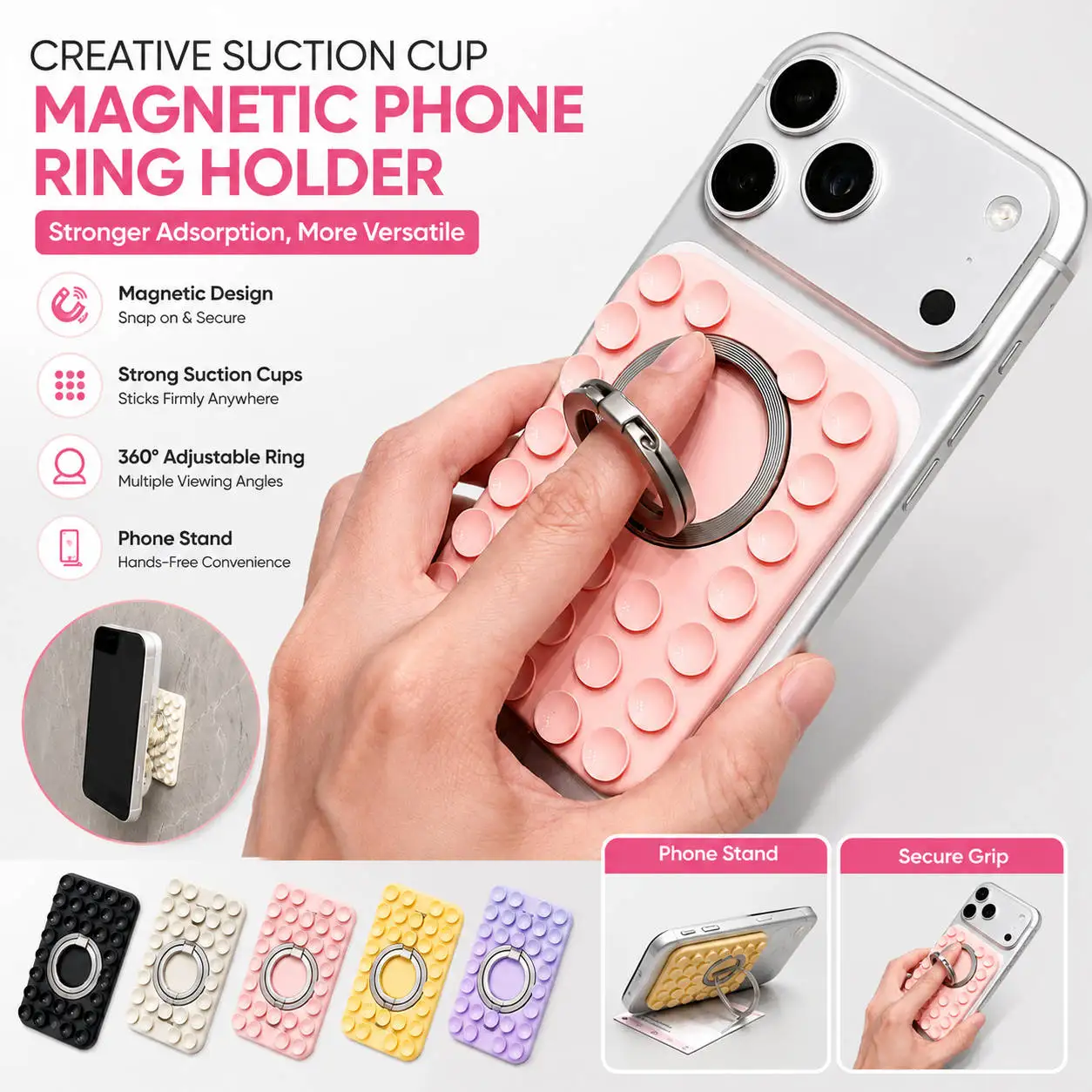 Magsafe Silicone Suction Cup Phone Stand With Strong No-Hand Grip Video Fixing Pad Silicone Rubber Suction Silicone Case