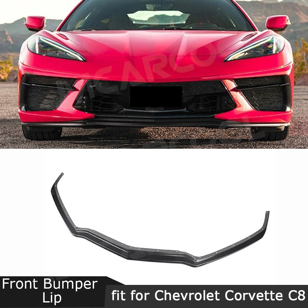 Front Bumper Spoiler Lip Chin Protect Cover for Chevrolet Corvette C8 2019+ Dry Carbon Fiber Body Kits Facelift Car Accessories