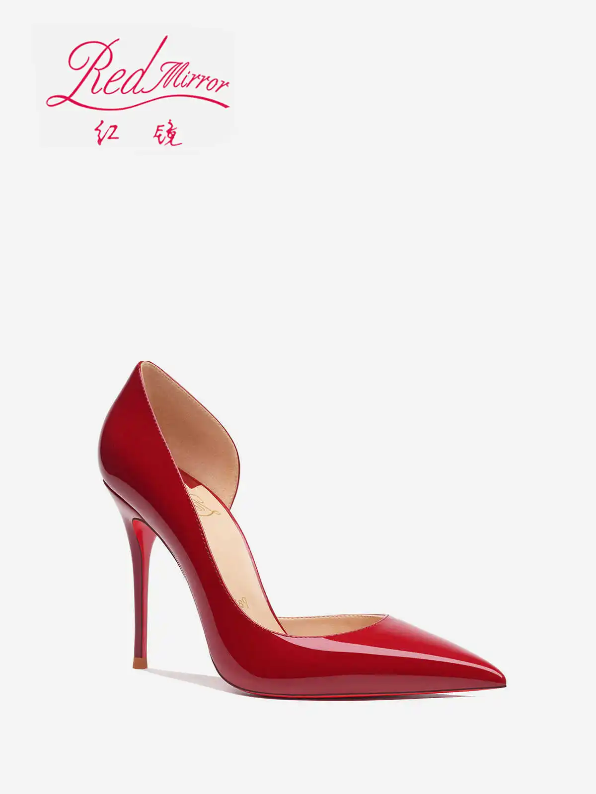 Zapatos de mujer tendencia 2024, zapatos de tacón para mujer, marca de fondo rojo brillante, charol, punta estrecha, tacones altos negros para