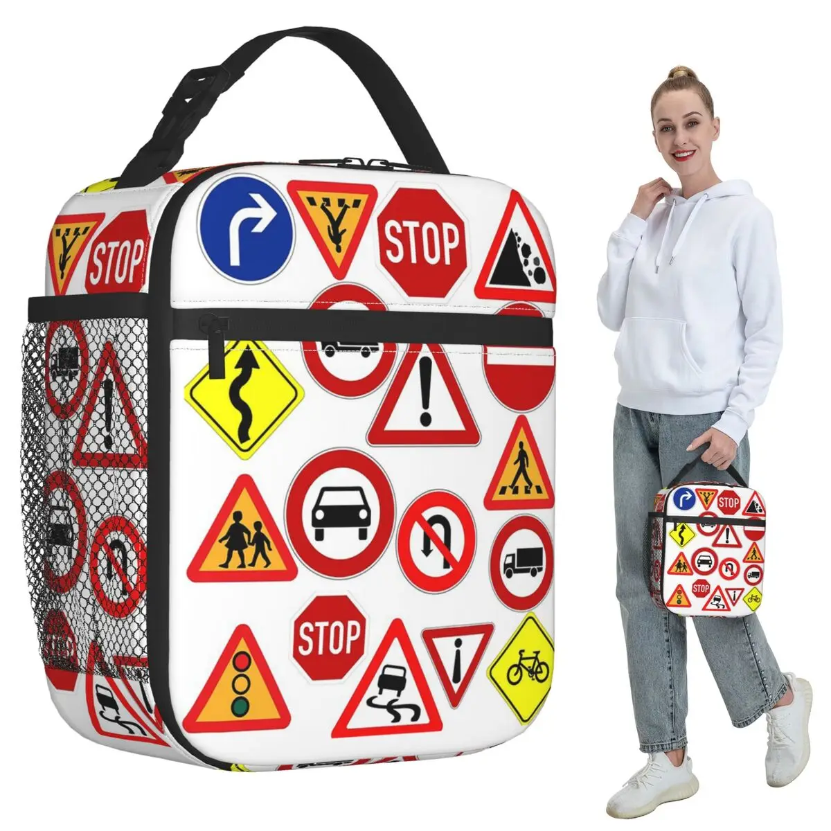 

Outdoor Recreational Backbacking Road Sign Insulated Lunch Bag for Women Cooler Thermal Food Box Tote Portable Lunch Boxes