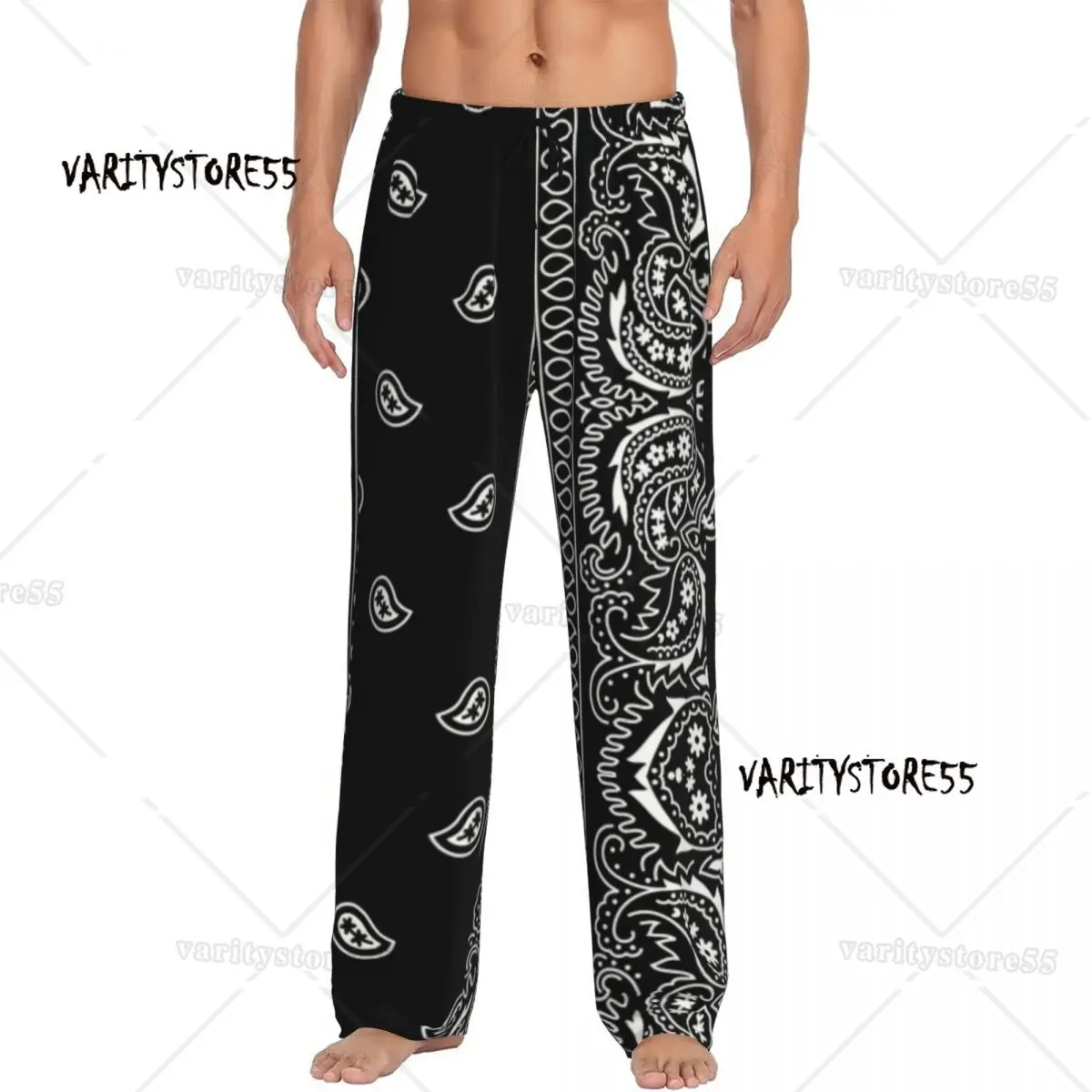 Custom Men Cool Paisley Bandana Style Pajama Pants Print Sleep Sleepwear Bottoms with Pockets