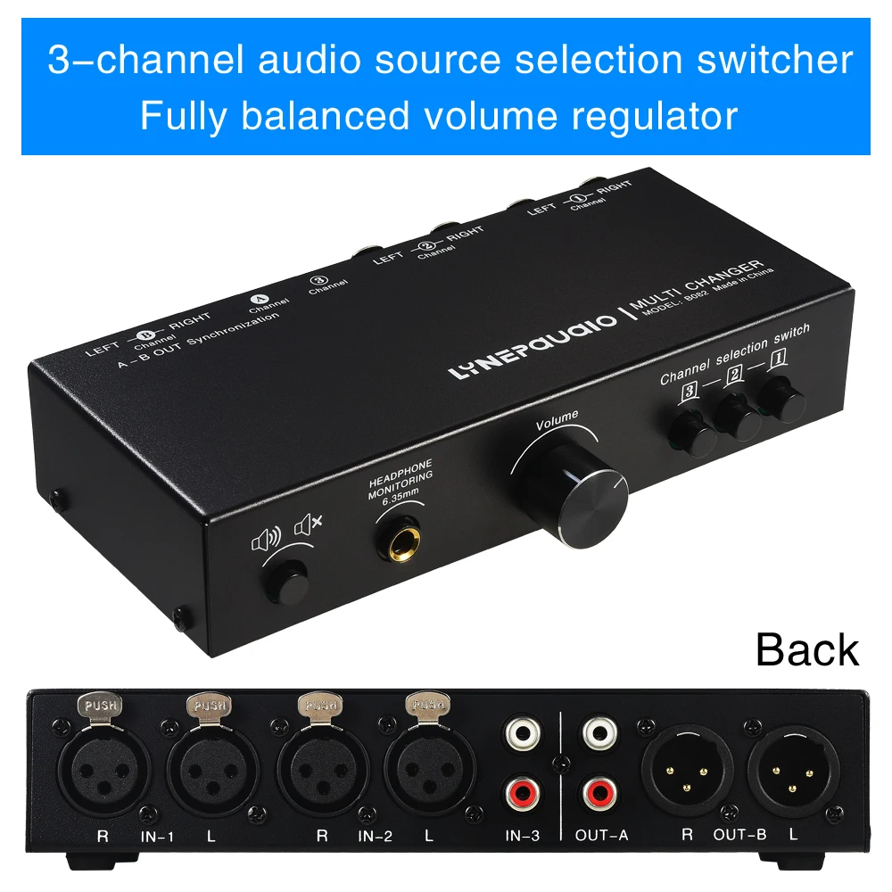 3-in-3-out fully balanced signal selection switch, Canon switch, active speaker volume adjuster