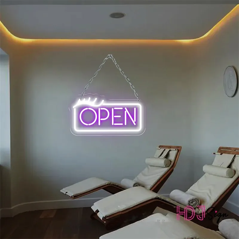 Lashes Open Neon Sign Beauty Salon Neon Sign Nail Salon Wall Decoration Neon Lights Led Sign Makeup Store Open Sign Wall Decor