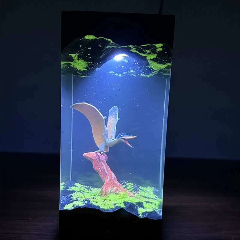 Pterosaur Figure Organism Resin Table Light Creactive Art Decoration Dinosaur Jurassic  Scence Night Light  USB Charge