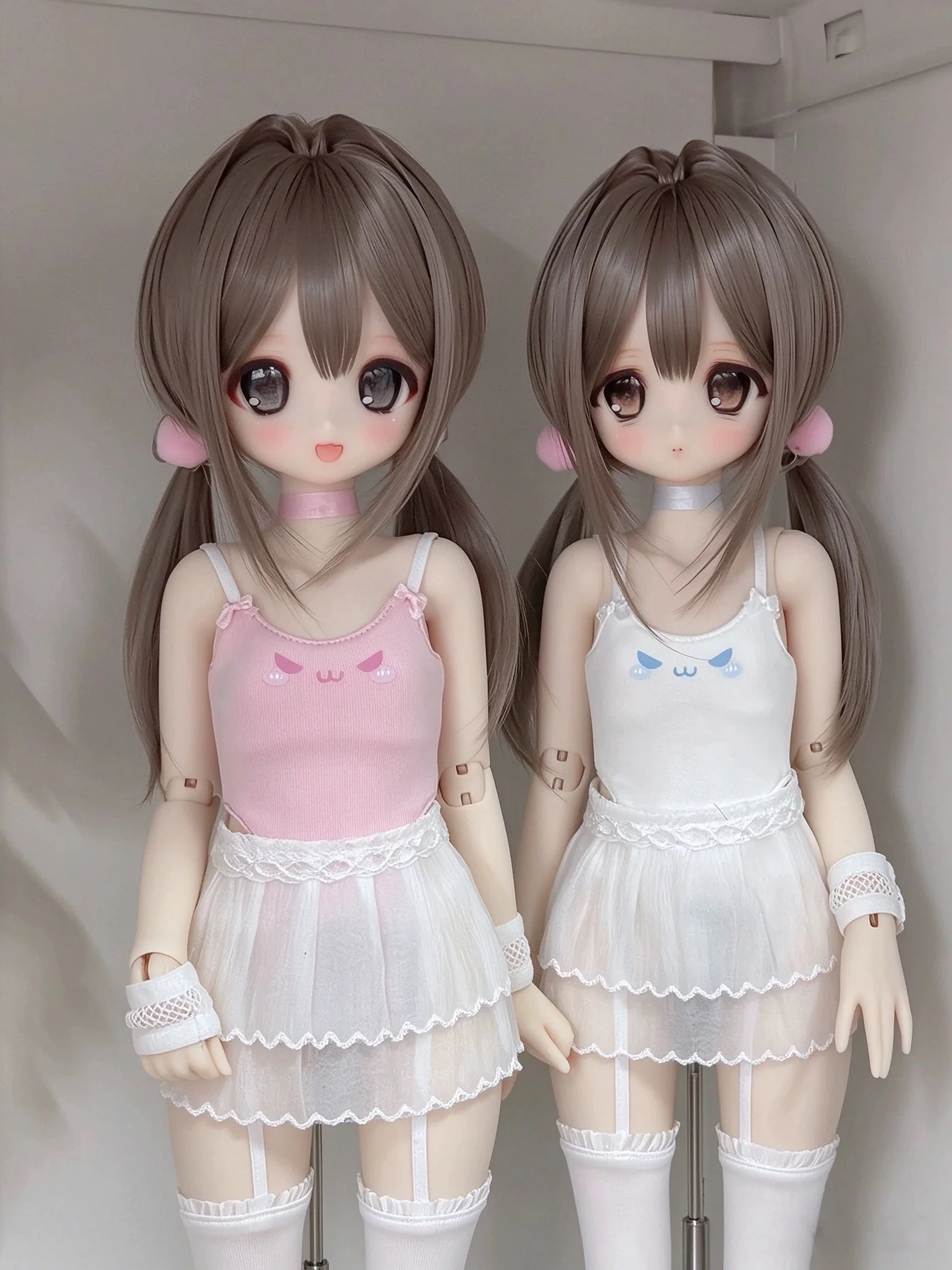 BJD Doll Hair Wig 1/3 1/4 1/6 Heat Resistant Fiber Custom SD MSD YOSD Dollfie Long Twin Tails Wispy Bangs Inward Curl Ends