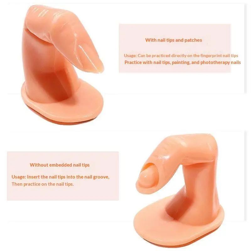 5Pcs Practice Fingers Manicure Beginners Training, Acrylic Gel Nail Tips Model