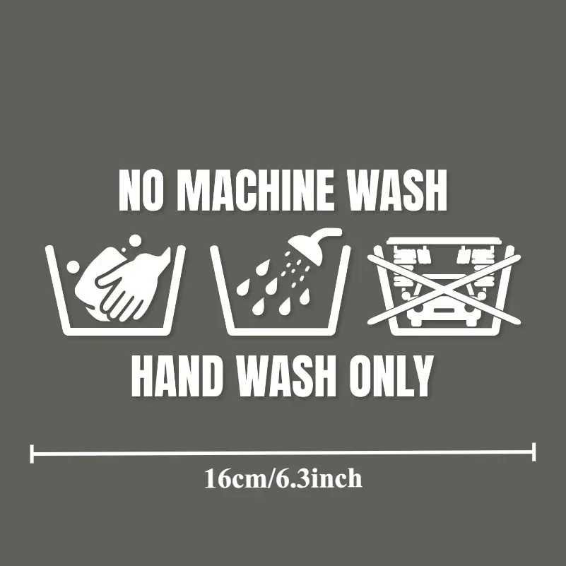 Waterproof Hand Wash Only Warning Vinyl Decal No Machine Wash Sticker Multi-Color for Car Window Bumper Decor