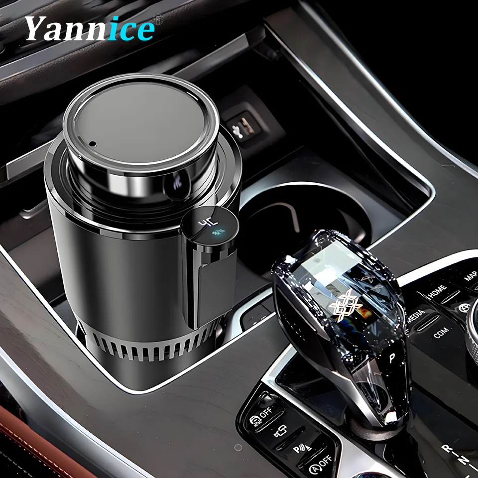 

2-in-1 Car Heating and Cooling Cup With Display Screen 12V Button Control For Hot and Cold Functions Beverage Bottle Thermos Cup