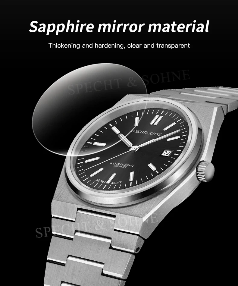 2026 Neuheiten Specht&Sohne Herrenuhren Edelstahl Saphir Klassische Quarz Herrenuhr Relogio Masculino 100M Wasserdicht – Detail 10