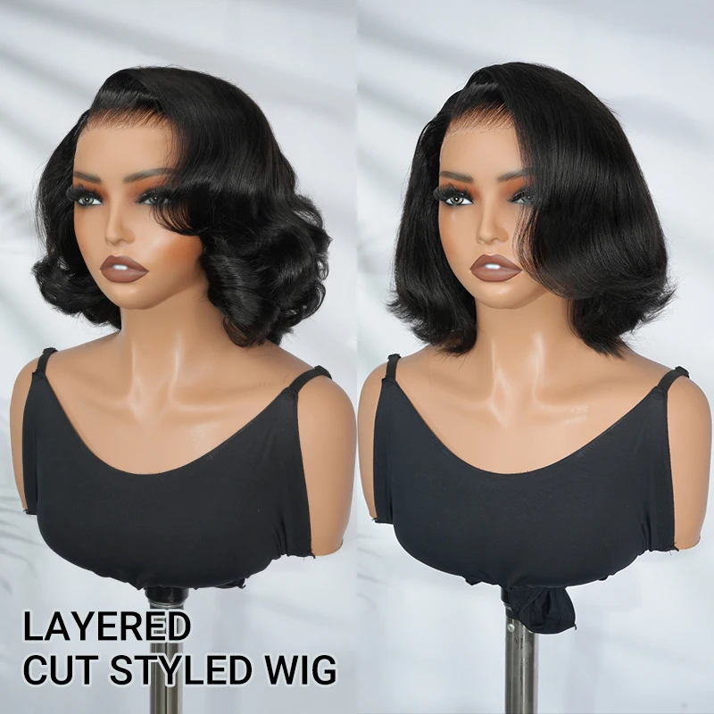 Alipearl شعر فضفاض الجسم قبل قطع الدانتيل الجانب جزء بوب شعر مستعار 5x7 غلويليس مسبقا ثلاثية الأبعاد غطاء شعر مستعار شعر الإنسان جاهز للذهاب Wig180% الكثافة #5