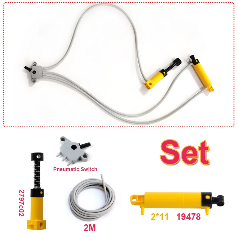 

Pneumatic Spring Powered Air Pump MOC Technology Building Bricks Parts 19478 Hose/Switch DIY Modified MOC Bricks Toy Accessories