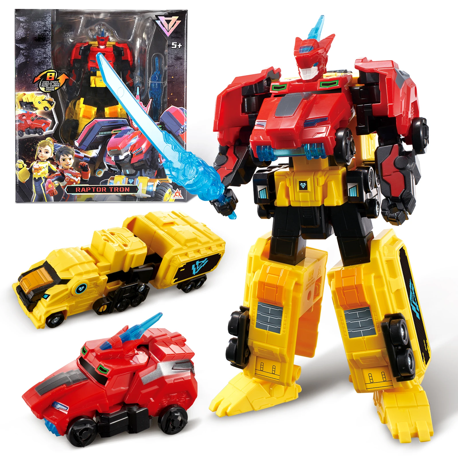 Quantum Heroes Dinoster 2-in-1 Stego Blast Wing, Transform from Car to Robot Action Figure, Anime Deformation Kid Toy Gift