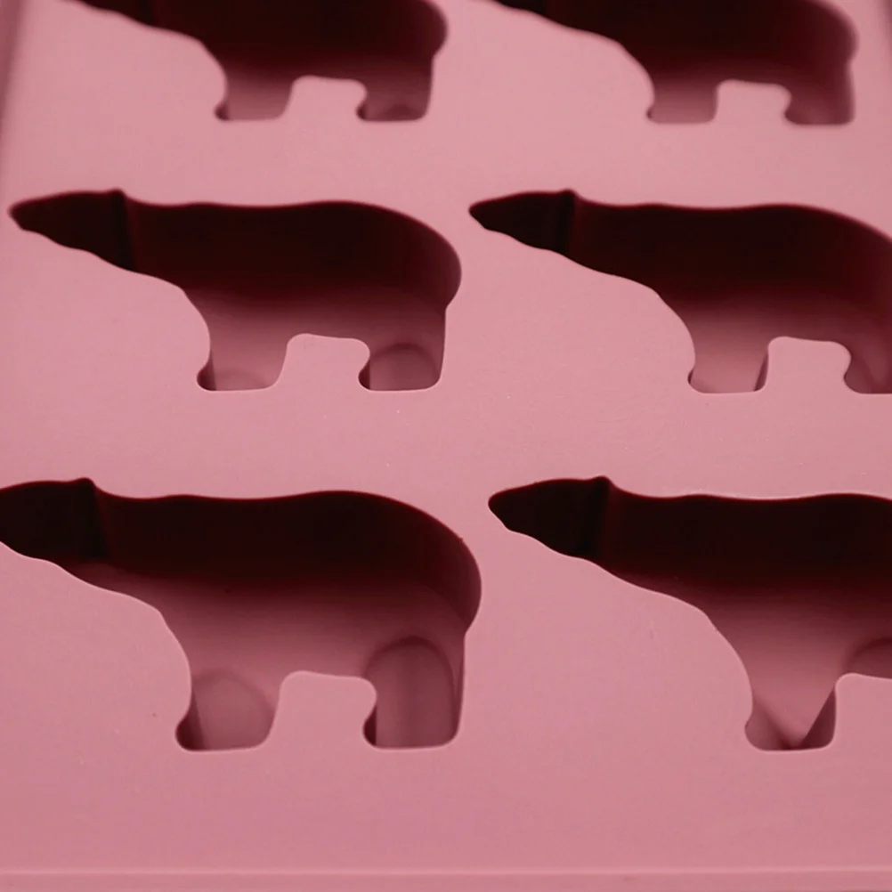 

Silicone Ice Cube Mold 10-Grid Polar Bear Shape Kitchen Tray for DIY Ice Cream Popsicle Candy Chocolate Mold Pink