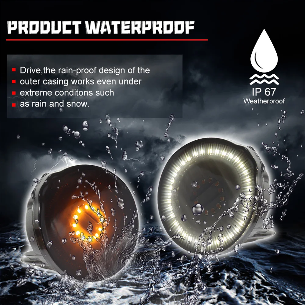 المتعرج العنبر LED المصد الأمامي للسيارة بدوره أضواء الإشارة و الأبيض DRL تشغيل/أضواء القيادة لبونتياك فايربيرد 1998-2002 12 فولت #5