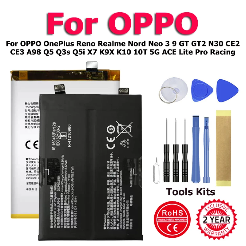 BLP903 Battery For OPPO OnePlus Reno Realme Nord Neo 3 9 GT GT2 N30 CE2 CE3 A98 Q5 Q3s Q5i X7 K9X K10 10T 5G ACE Lite Pro Racing