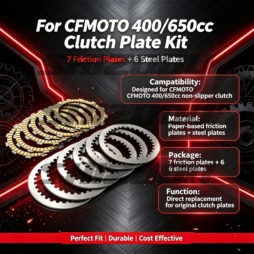 Motorcycle Clutch Friction Plates & Steel Plates Kit For CFMOTO CF400NK CF650NK CF650TR 650TR-G MT650 CF 400 650 NK