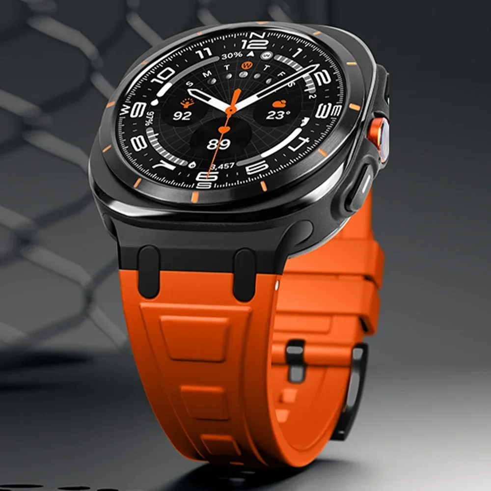 Soft Silicone Loop Strap for Samsung Galaxy Watch Ultra 47mm Men Sports Band for Galaxy 47mm Ultra NO Gaps Curved End Bracelet