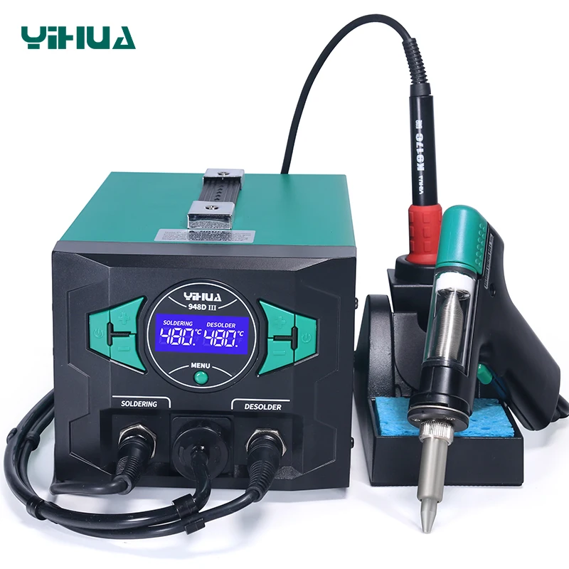 

YIHUA 948D-III Digital Soldering Station with Desoldering Tool 74W-250W for PCB Repair