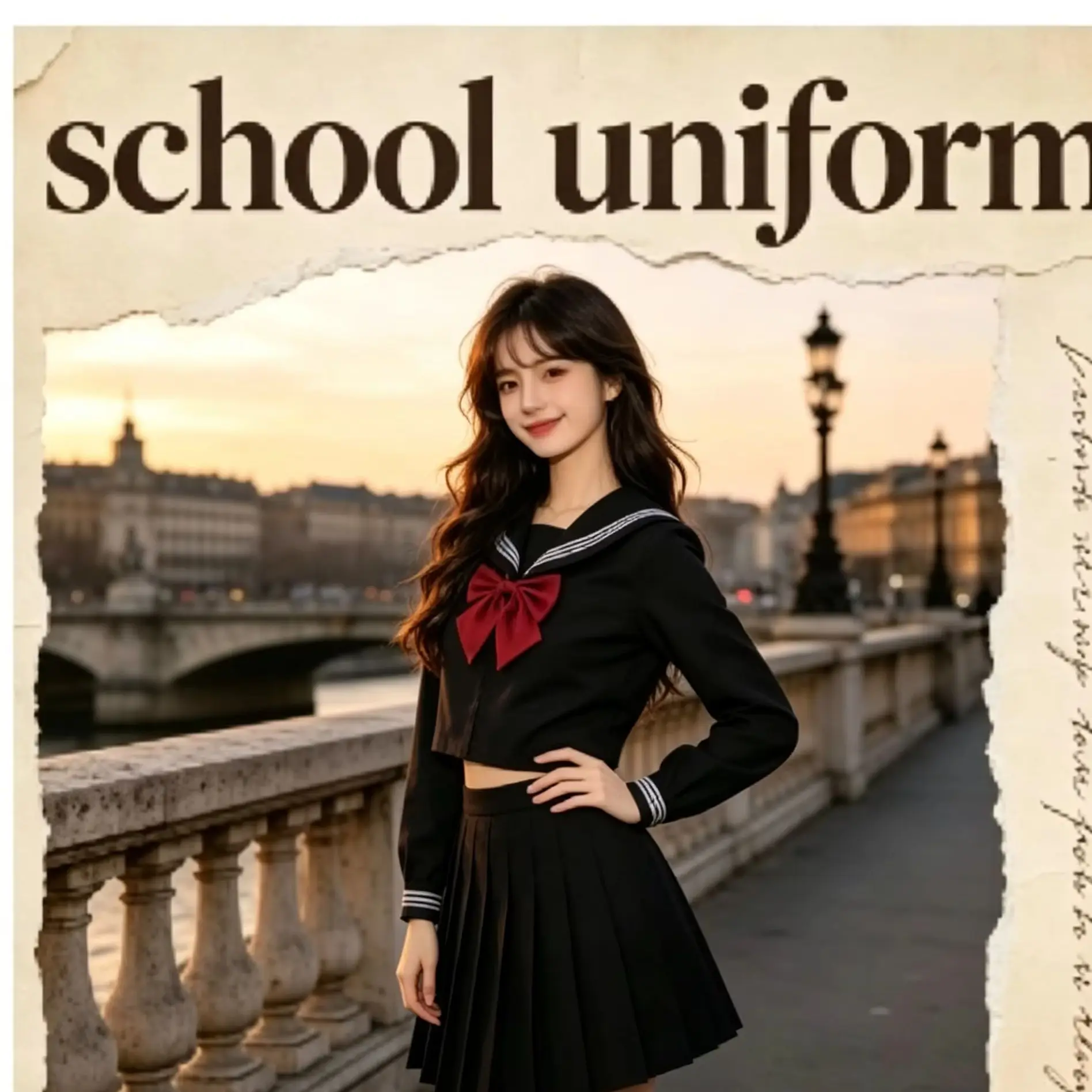 Women's Fashion 3‑Pcs JK School Uniform Set,Long‑Sleeve Top&Pleated Short Skirt for Student Campus Daily Graduation Casual Wear
