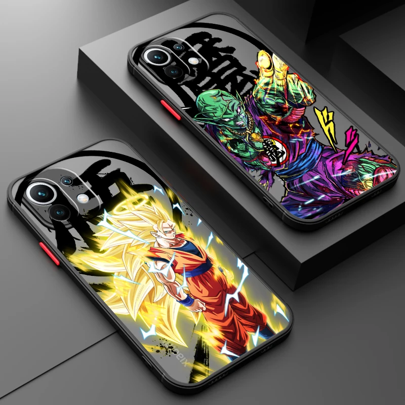 Luxury D-Dragon Ball Saiyan Frosted Translucent For Xiaomi Mi 13 12 12T 11T 11 11i 10T 10 9T Pro Lite Ultra 5G TPU Phone Case