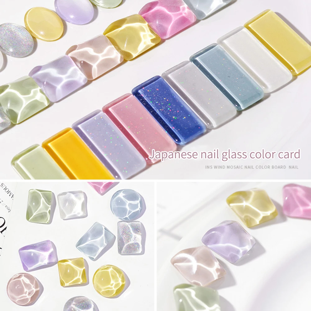 Glass Color Card Transparent Tips Clear Round Nail Tips Flat Back UV Gel Polish For Display Color Card Chart Nails Art Tools