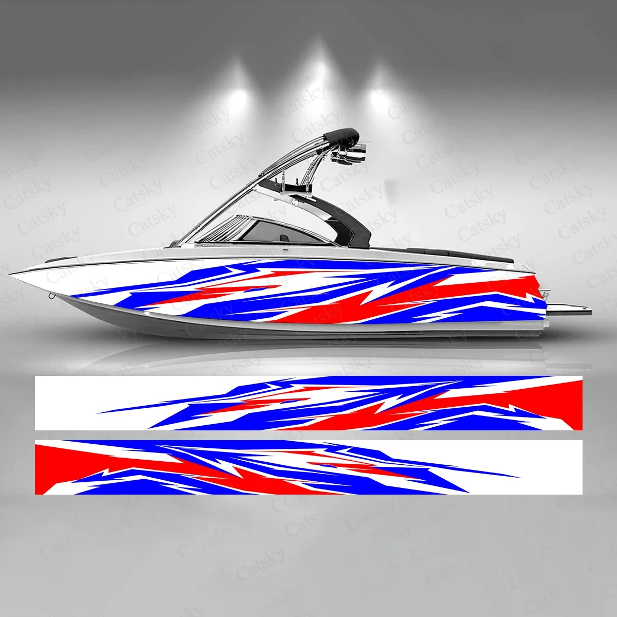 Abstract Green Lightning Boat Sticker Fashion Custom Fish Boat-Sticker Vinyl Waterproof Boat Wrap Graphic Boat Wrap Decal