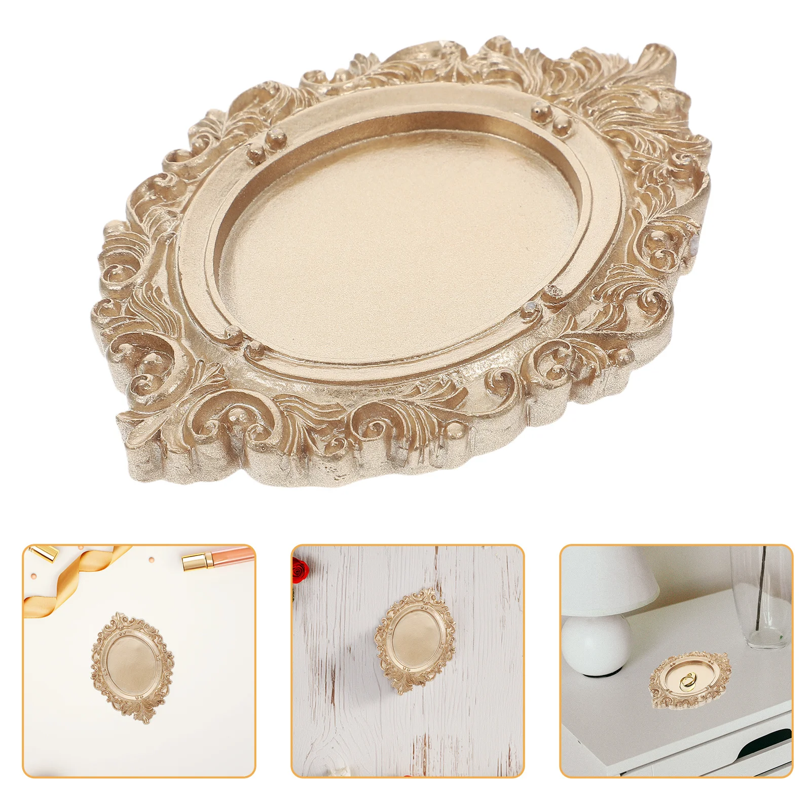 

1pc Jewelry Tray Victorian Style Multifunctional Storage For Rings Keys Earrings Small Trinket Organizer Vintage Tray Decorative