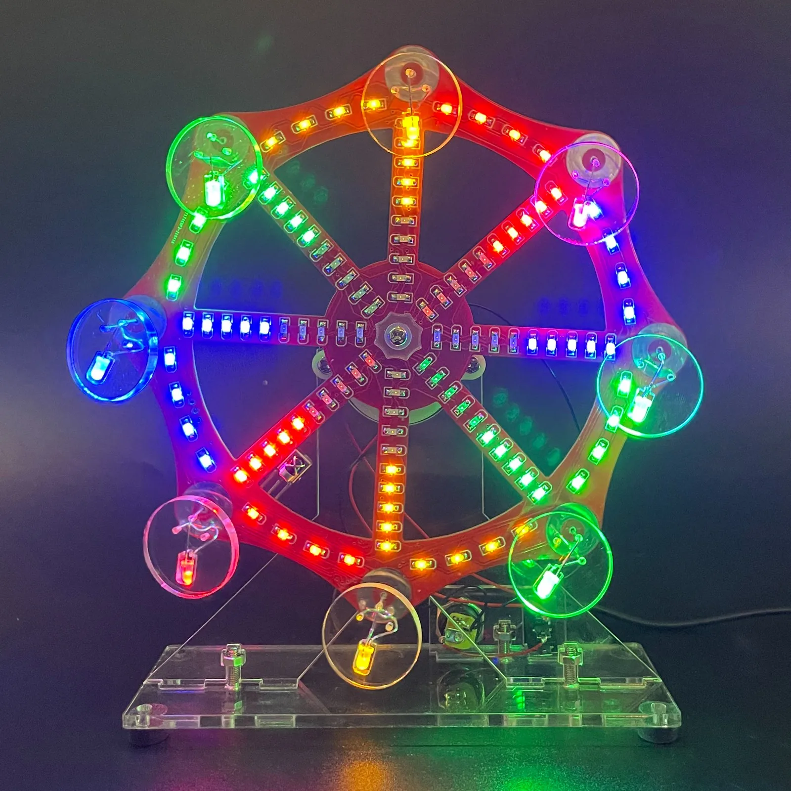 DIY Ferris Wheel Soldering Project Kit Colorful LED Lights SMD SMT Practice Kit Rotating LED for Students and DIYers Practicing