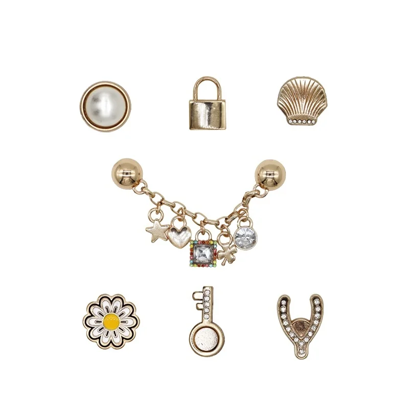 Shoe charms Pearl Gem Metal Ornaments Accessories DIY Matching Series  Shoe Accessories Fashion Decorations for Cross Shoes