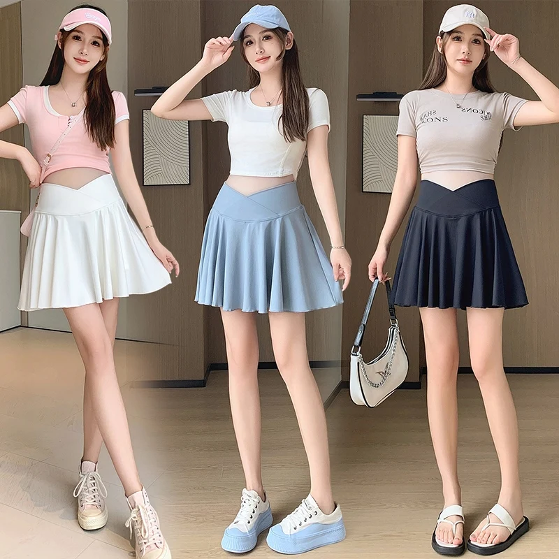 Summer V Belly Skirts Shorts For Maternity Sexy Mini Pleat A-line Pregnant Women Y2k Youth Pregnancy Solid Outdoor Sport Dresses