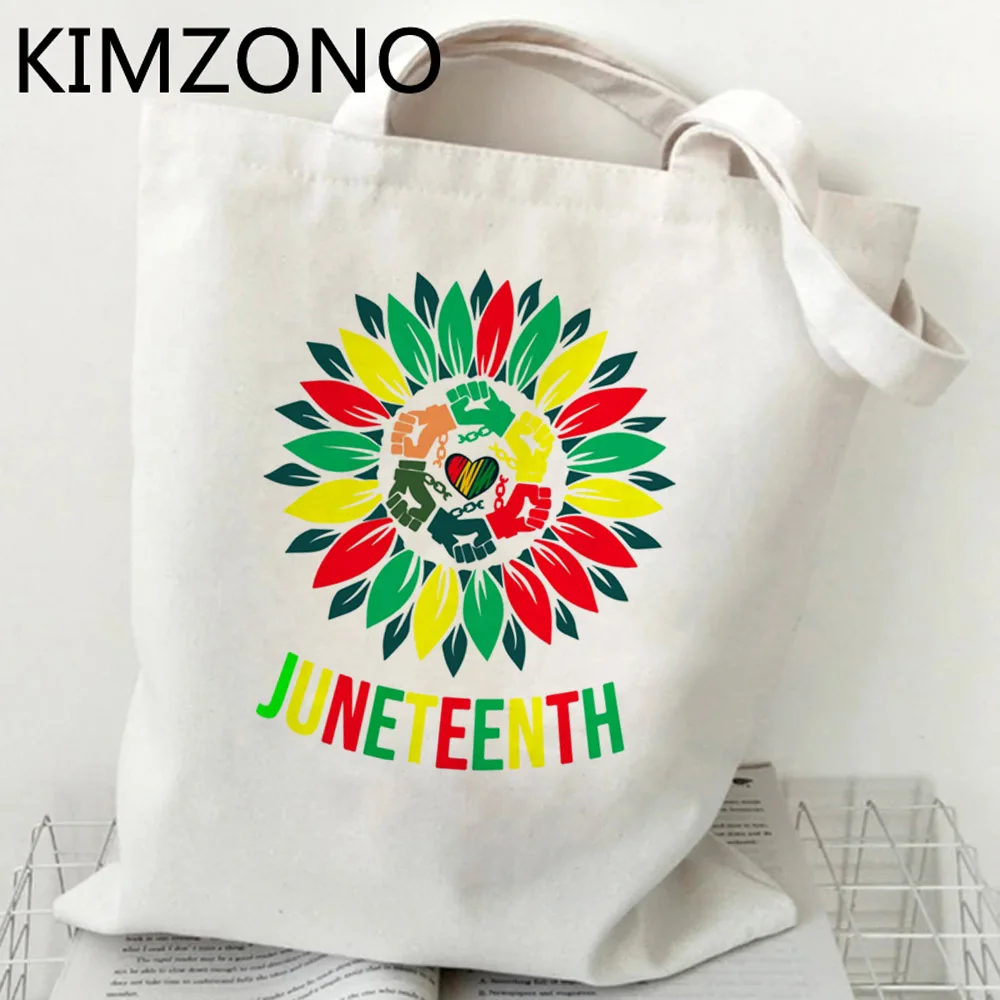 Juneenth-bolsa de yute para compras, bolso de mano para compras, saco para cabas, cuerda plegable, sacolas