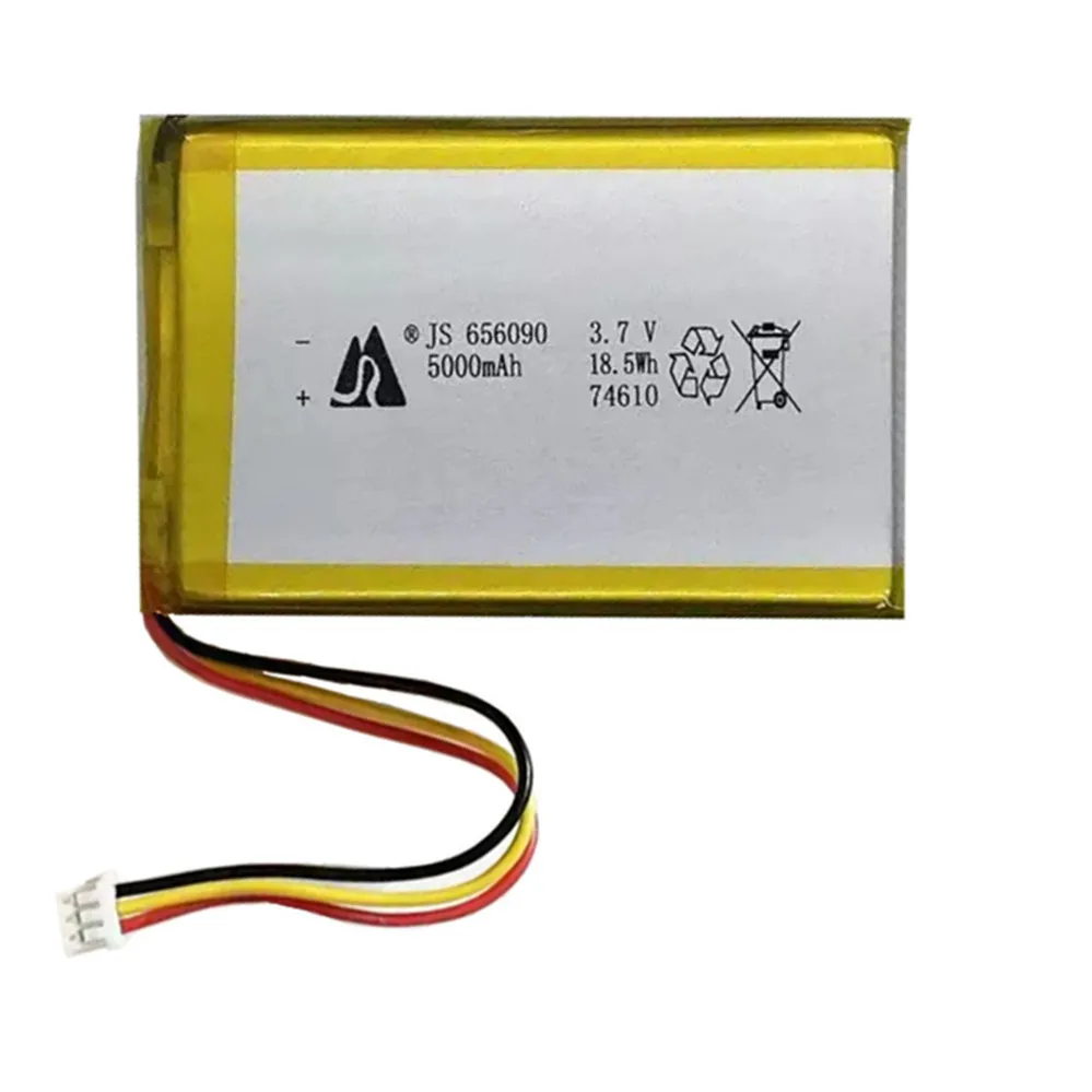 3.7V 5000mAh 656090 With JST 1.25mm 3P Connector Polymer Lithium Rechargeable Battery For Recreational Machines E5 Game Console