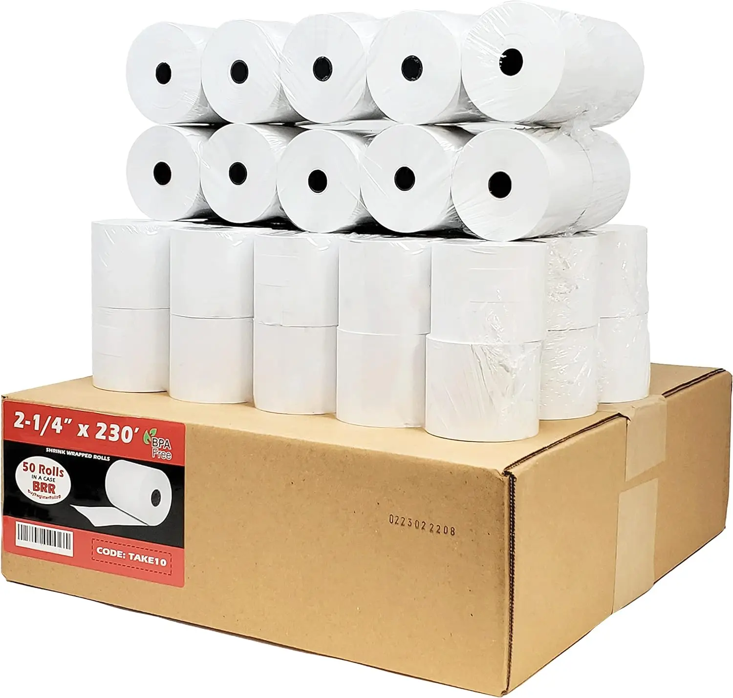 (48 Gsm kertas ketebalan) 2 1/4 x 230ft 1-Ply kertas termal [50 gulungan] BPA gratis mesin kasir Tape Sharp 01PU, 01PU, ER-A520