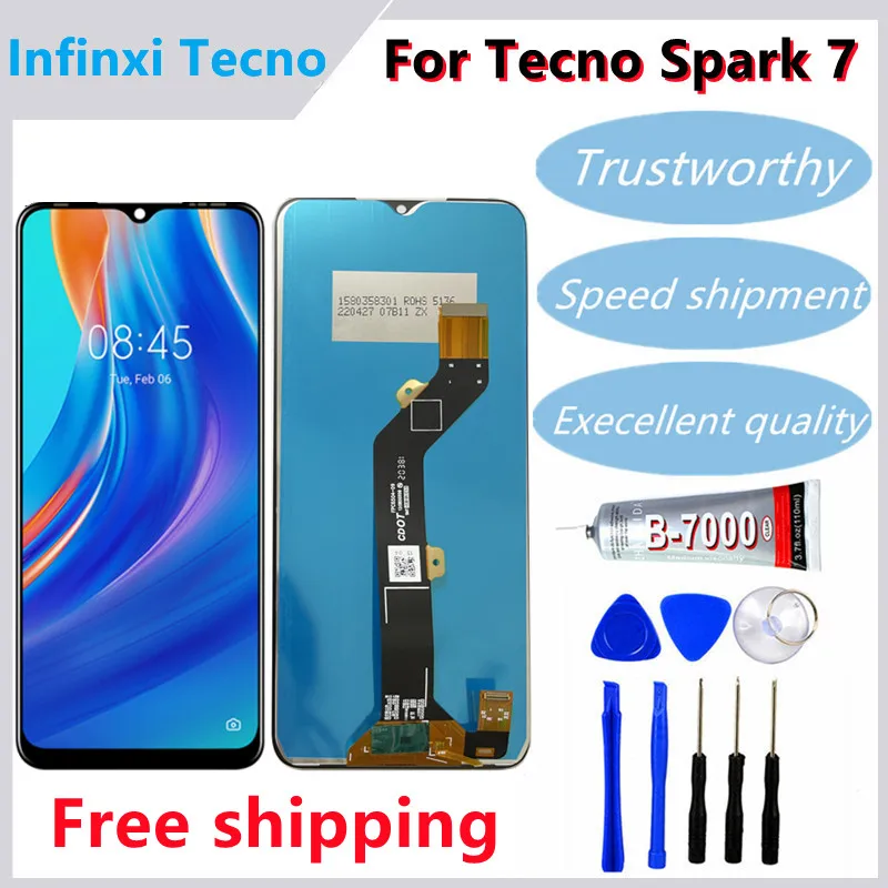 

6.5" Original For Tecno Spark 7 KF6j LCD Display Touch Screen Digitizer Assembly Replacement Parts KF6 KF6h KF6k KF6i PR651 LCD