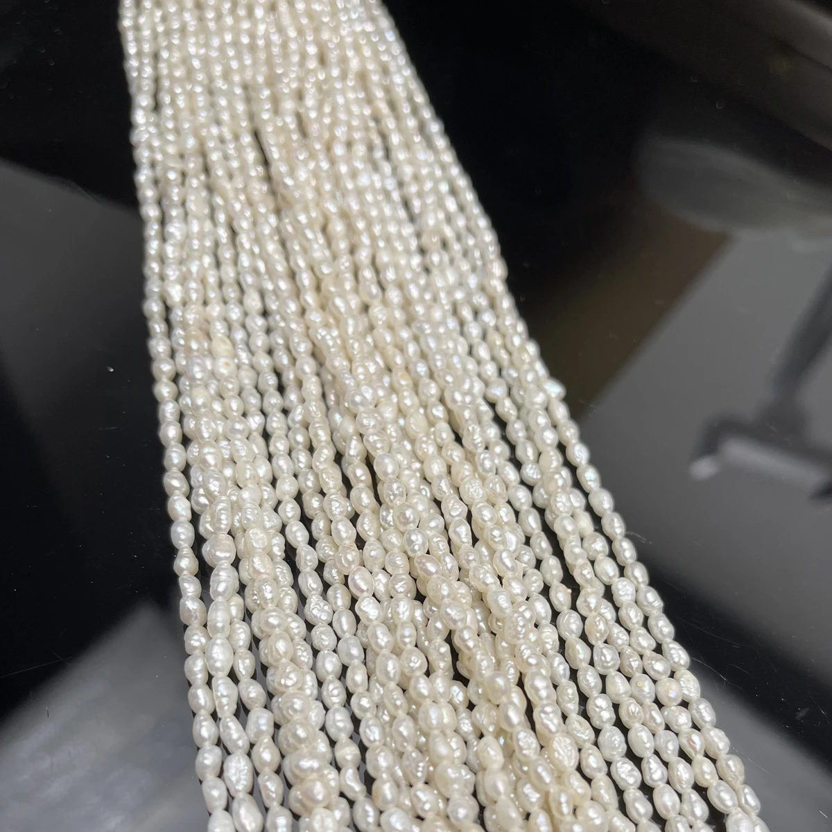 3-4mm Natural Freshwater White Keshi Pearl Rice-shaped Loose Beads for DIY Jewelry Making Necklace Bracelet Accessories Women