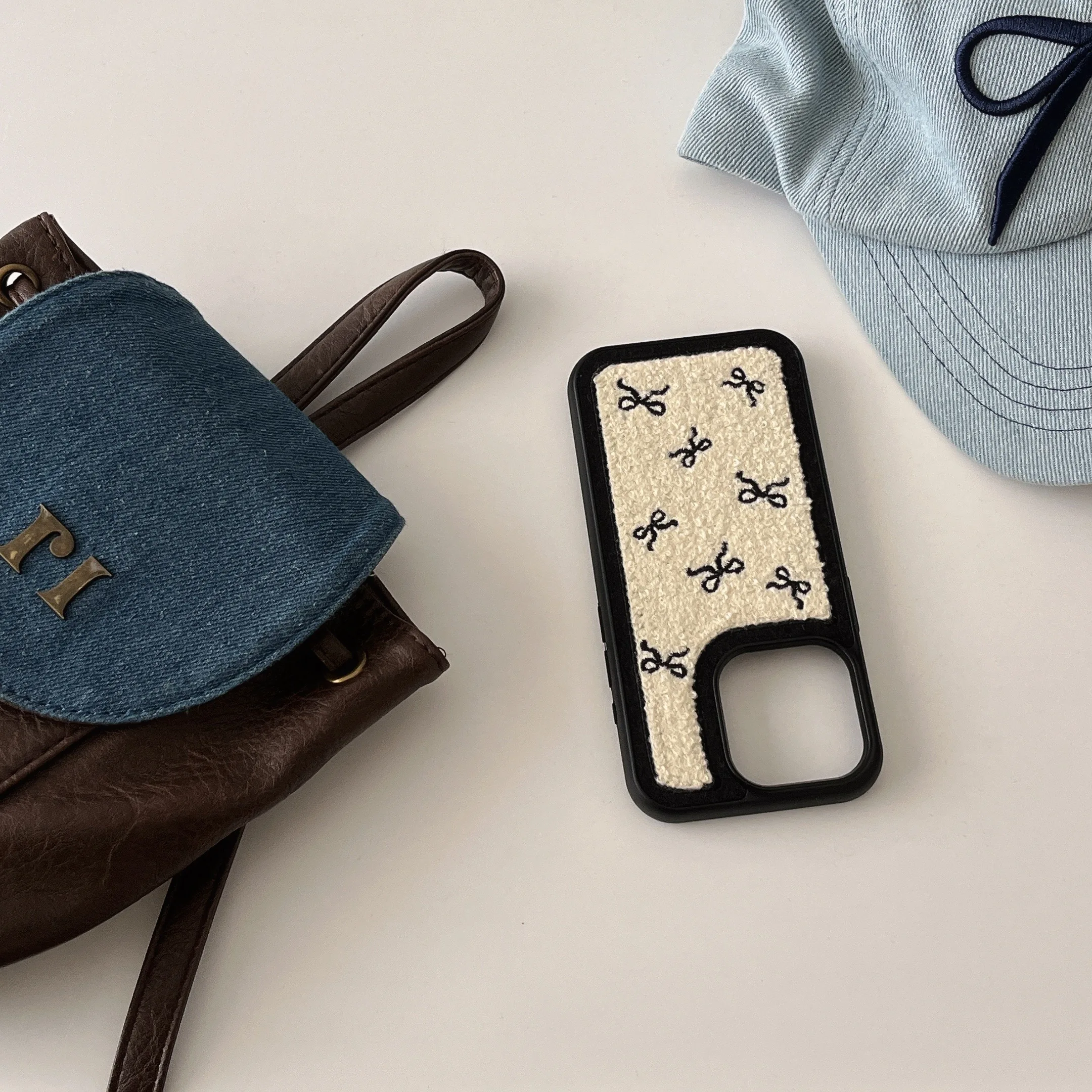 New towel embroidered bowknot phone case for iPhone 16 16pro 16promax 16plus 15 15pro 15promax 14 14pro 14promax 13