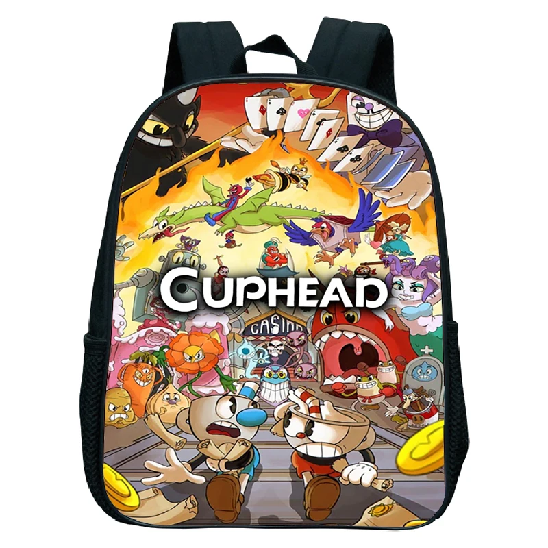 Cuphead stampato Cartoon School Bags Kids Kindergarten zaini ragazzi ragazze zaino Anime Small Bookbag zaino impermeabile regalo