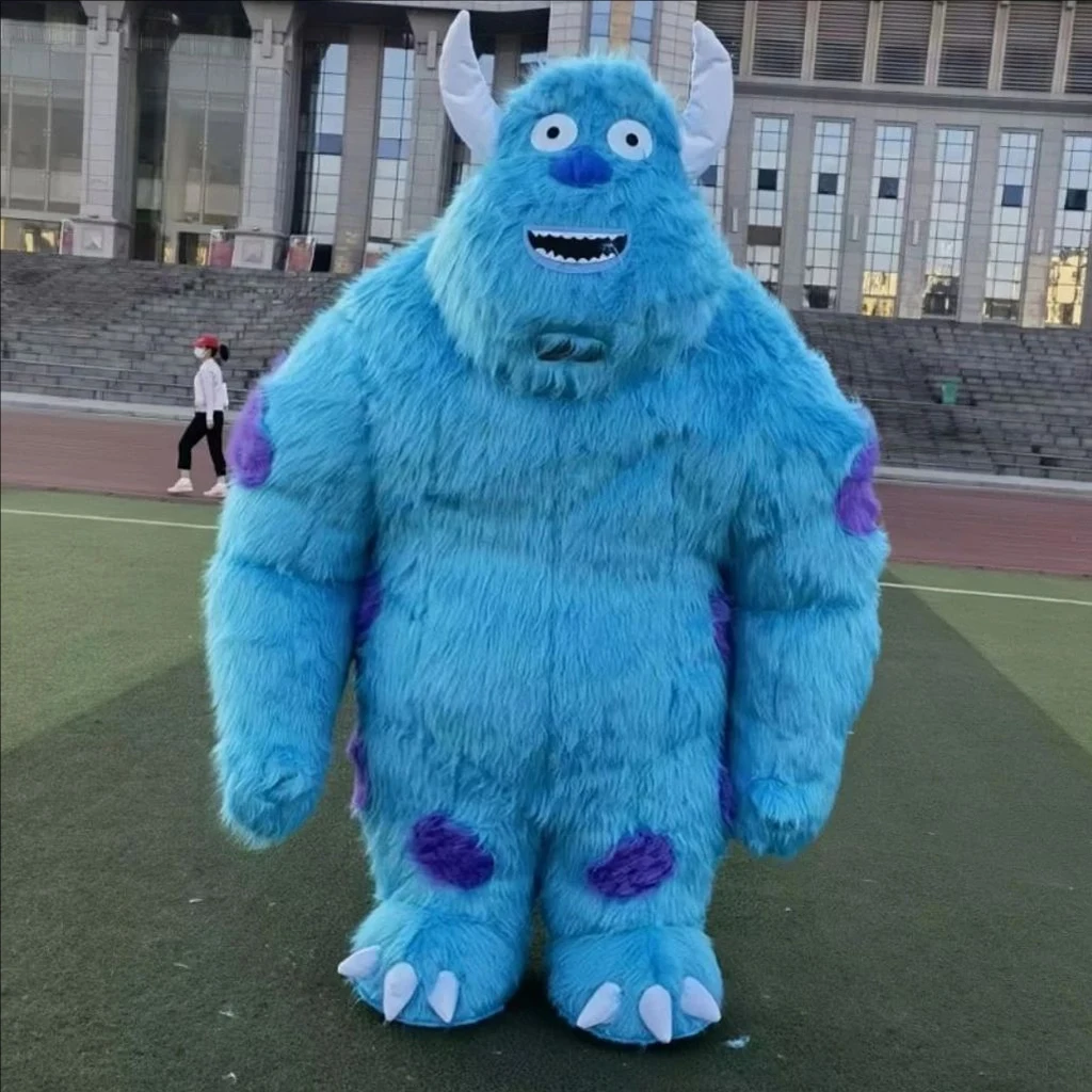 

2m/2.6m Huge Blue Evil Monster Inflatable Costumes Long Haired Sullivan Mascot Cartoon Character Cosplay Costume Party Advertise