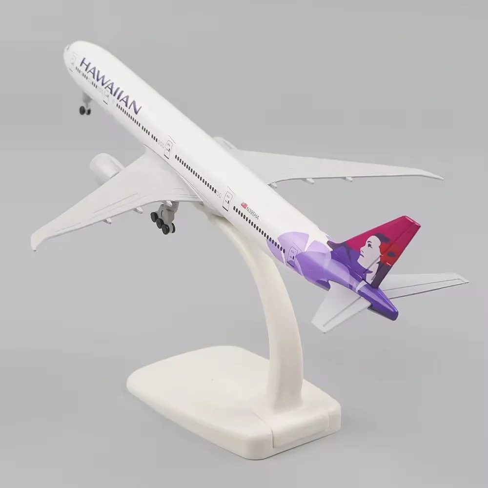 20cm 1:400 Metal Airplane Model Hawaii Boeing 777 Metal Replica with Landing Gear Alloy Material Aviation Simulation Boy Gift