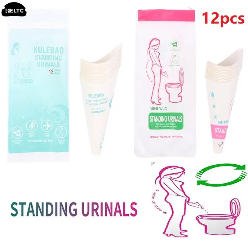 12pcs Paper Urinal Toilet Women Urination Device Urinal Funnel Outside Standing Pee Cup Waterproof Paper Standing Urinary Funnel