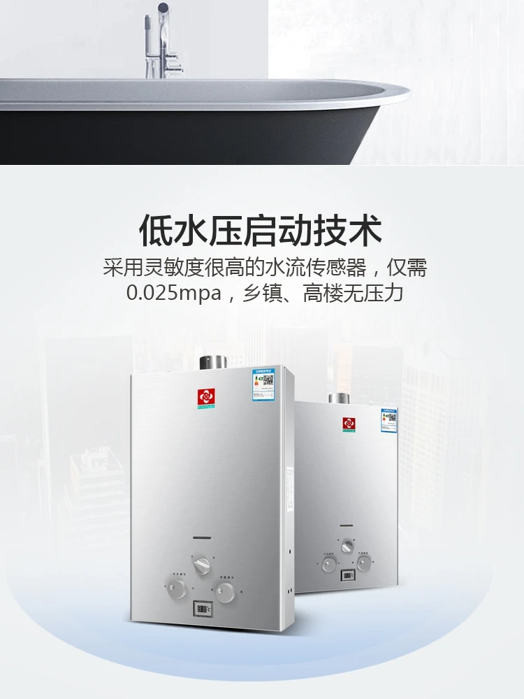 Constant Temperature Forced Exhaust Gas Water Heater Dual Fuel LPG Natural Gas For Home Bath