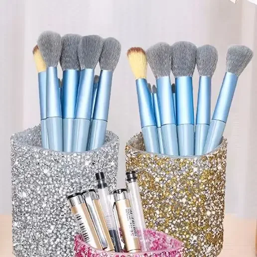 Fashion Women Sparkling Makeup Brush Bucket Cosmetic Storage Pen Box Makeup Brush Container Home Storage Box