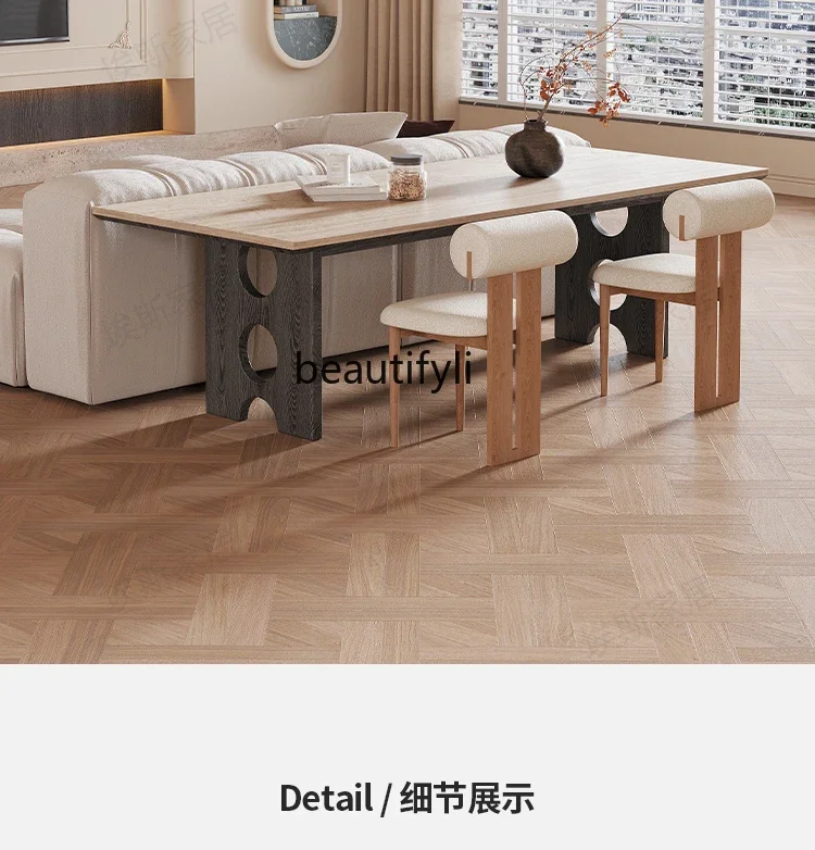 

ss K178Dining table and chairs Solid wood living room, cave rock slab table