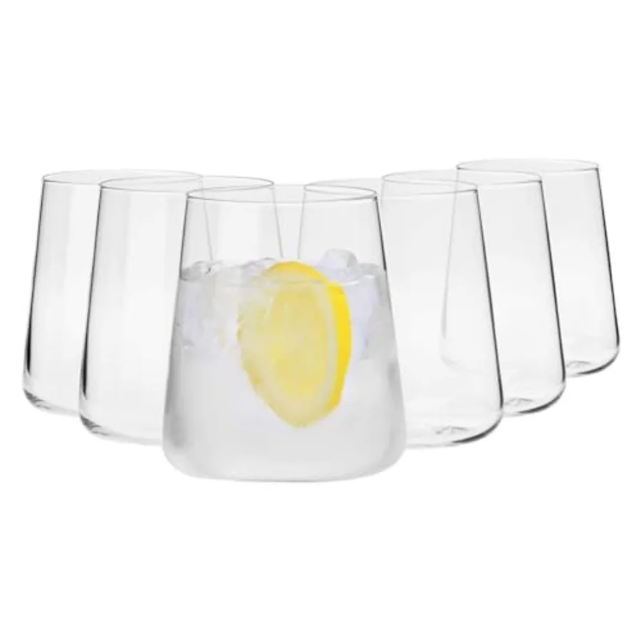 

Water Juice Drinking Glasses, Set of 6, 12.9 oz, Avant-Garde Collection, Crystal Glass, Lightweight Everyday Drinking Glasses,