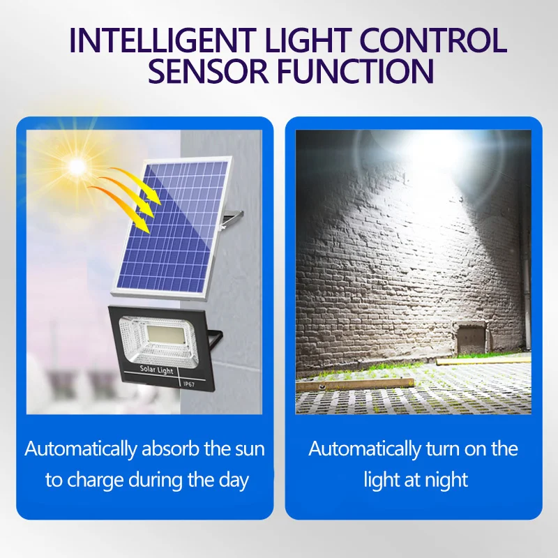 Aluminum 3000k 4000k 6500k IP65 Monocrystalline Solar Flood Lights 100w 300w LED Outdoor Garden Glass Lamp 200w ROHS Certified