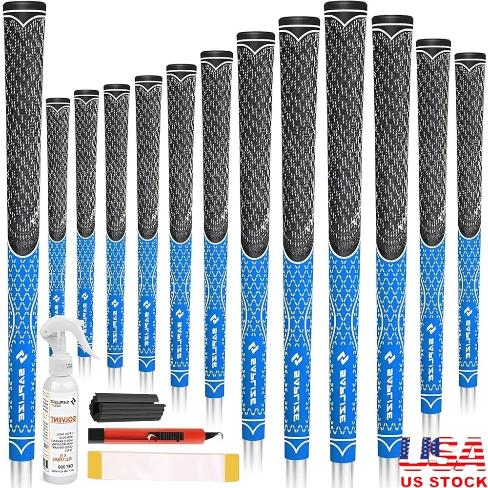 

Hybrid Golf Grips Set of 13 Cross Corded Rubber Technology All Weather Control Enhanced Grip Comfort Improved Swing Stability