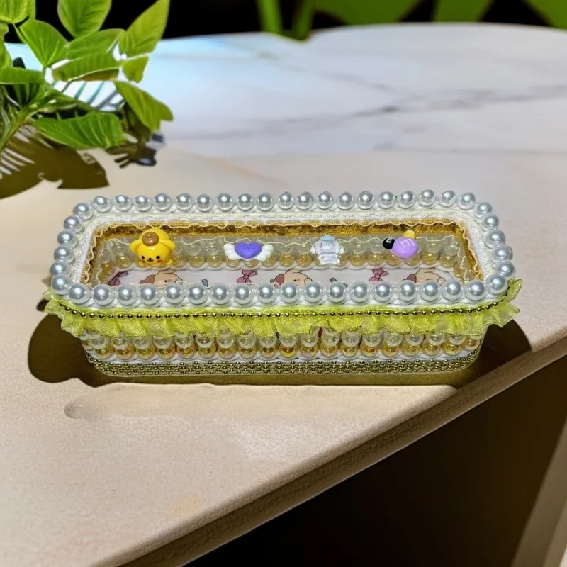 Kuromi hello kitty secchiello per cosmetici secchiello per penne scatola di immagazzinaggio frutta blu bambini ragazza pane blu fai da te scatola tessuta a mano regalo per gli amici