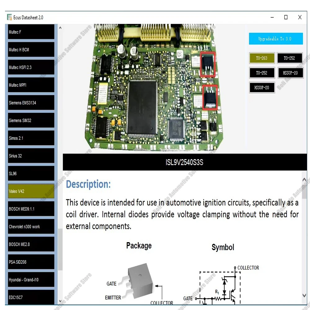 Ecus Datasheet 2.0 ECU إصلاح برنامج PCB المخططات مع المكونات الإلكترونية لوحدة التحكم الإلكترونية في السيارة والمعلومات الإضافية